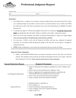 Professional Judgment Request Form