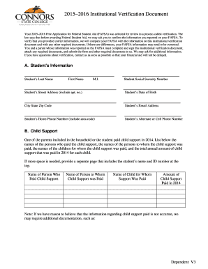 2015–2016 Institutional Verification Document