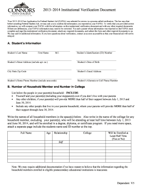 2013-2014 Institutional Verification Document
