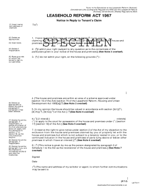 Notice in Reply to Tenant's Claim