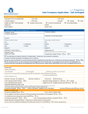 J-1 Host Company Application Form