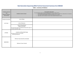 NGS Technical Assessment Summary Form M00100