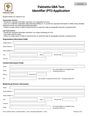 Palmetto GBA Test Identifier Application