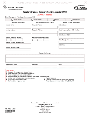 Recovery Audit Contractor Redetermination Form