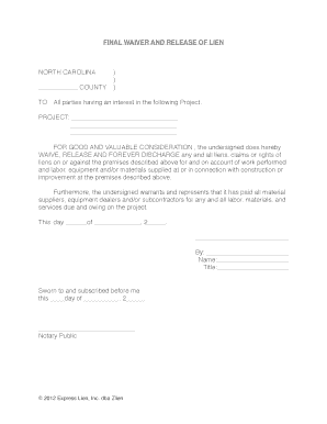 Final Waiver and Release of Lien