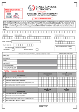 Kenya Company Tax Return Form I.T.2C