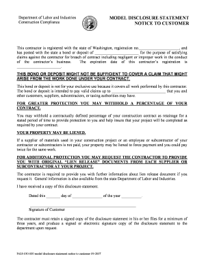 Washington Construction Compliance Notice to Customer