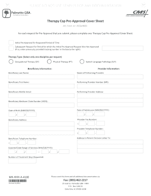 Therapy Cap Pre-Approval Cover Sheet