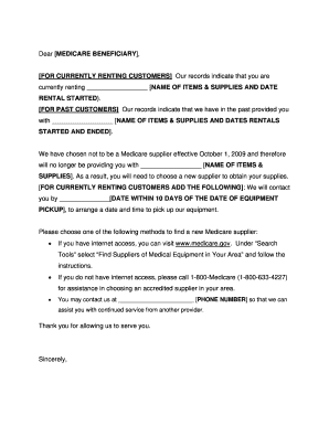 Medicare Supplier Termination Notice