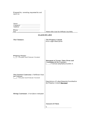Claim of Lien Form