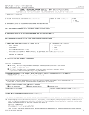 ESRD Beneficiary Selection Form