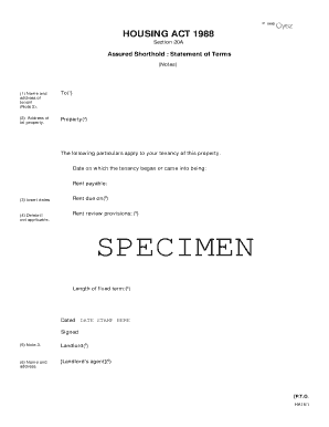 Assured Shorthold Tenancy Statement of Terms