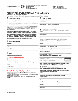 G. Schirmer Print-on-Demand Request Form