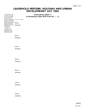 HUD Continuation Sheet