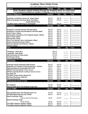Academy Store Order Form