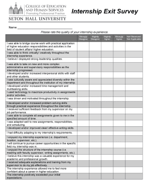 Internship Exit Survey Form