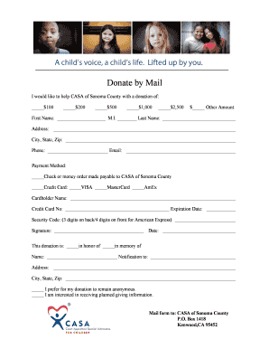 CASA of Sonoma County Donation Form