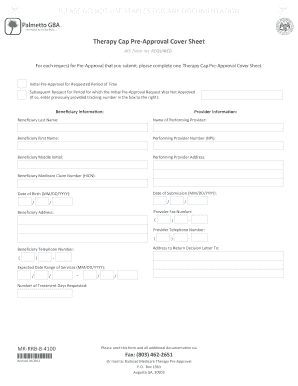 Therapy Cap Pre-Approval Cover Sheet