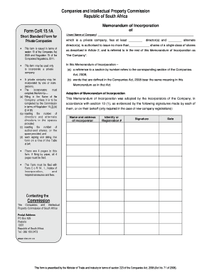 South Africa Memorandum of Incorporation