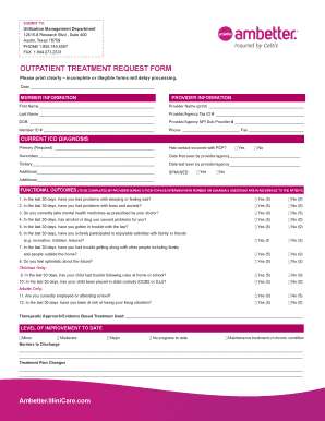 Outpatient Treatment Request Form