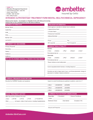 Intensive Outpatient Day Treatment Form