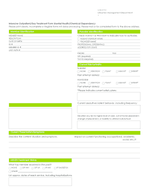Intensive Outpatient Mental Health Form