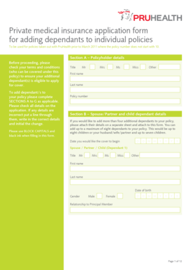 PruHealth Dependant Application Form