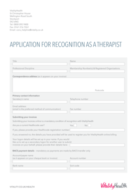 VitalityHealth Therapist Recognition Application