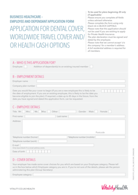 Employee and Dependant Healthcare Application Form