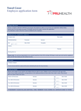 Employee Travel Cover Application Form