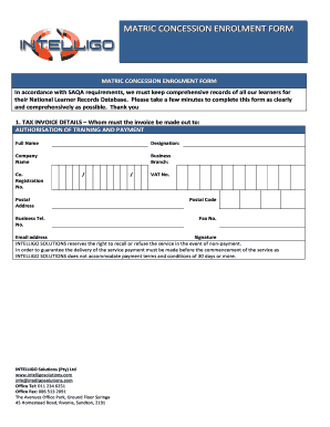 Matric Concession Enrolment Form