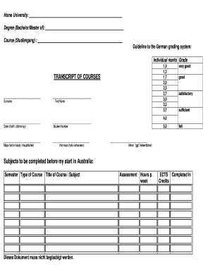 Transcript of Courses Form