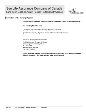 Long Term Disability Claim Packet – Attending Physician