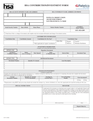HSA Contribution/Investment Form