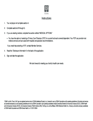 Cigna Health and Life Insurance Enrollment Form