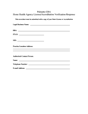 Home Health Agency License Verification Response