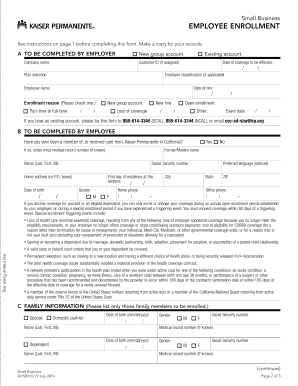 Kaiser Permanente Employee Enrollment Form