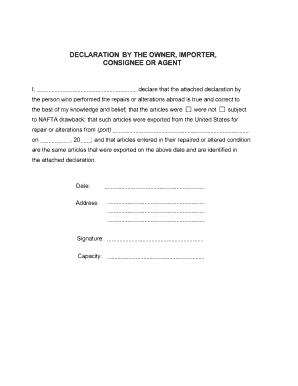 NAFTA Repair Declaration Form
