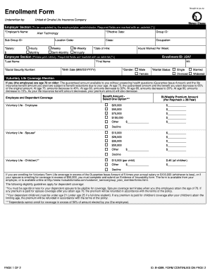 Employee Voluntary Life Insurance Enrollment Form
