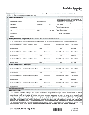 401(k) Beneficiary Designation Form