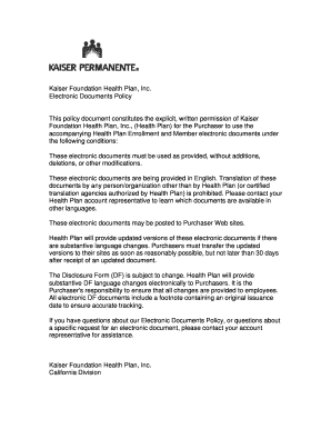 Kaiser Permanente Account Change Form