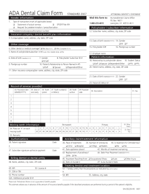 ADA Dental Claim Form