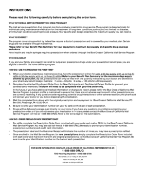 Blue Cross of California Mail Service Prescription Drug Program Enrollment Form