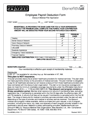Employee Discount Medical Plan Application