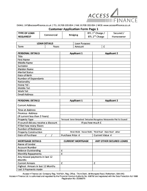 UK Loan Application Form