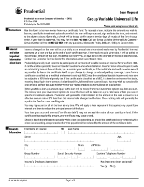 Prudential Loan Request Form