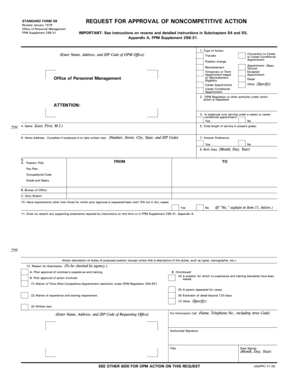 Standard Form 59 Request for Approval of Noncompetitive Action
