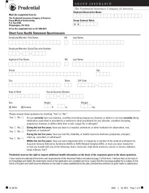 Prudential Group Medical Underwriting Form