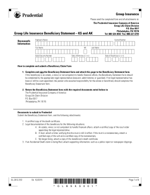Group Life Insurance Beneficiary Statement
