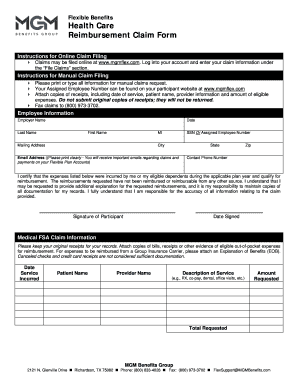 Health Care Reimbursement Claim Form